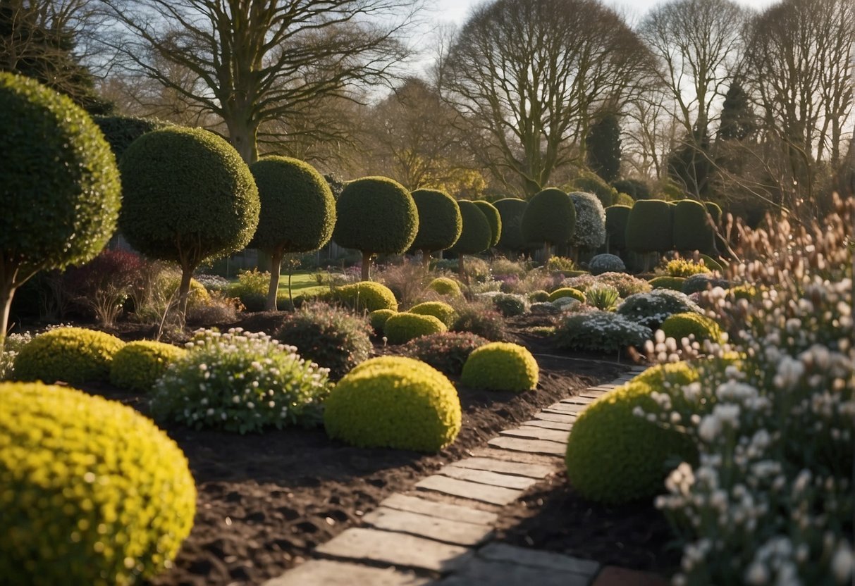 The garden is being prepared for spring cleaning in Ireland. The weather is mild, with the last of the winter frost melting away. The trees are beginning to bud, and the first signs of new growth are appearing in the flower beds